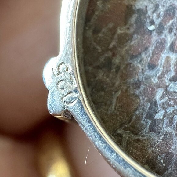 Pendant 1.2" Dinosaur Bone Gem Agatized Oval‎ 925 Sterling Silver 5.3g NWT - Picture 5 of 5